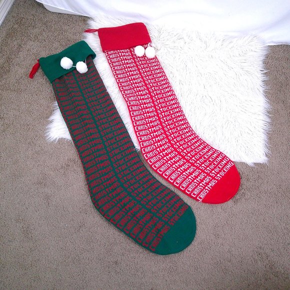 Vintage Knit Extra Big Stockings lot of 2 - Picture 1 of 6